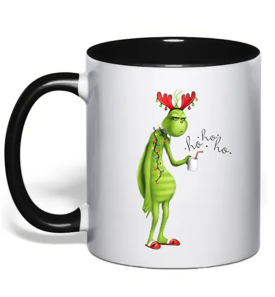 Чашка з кольоровою ручкою Грінч втомлений Чорний фото