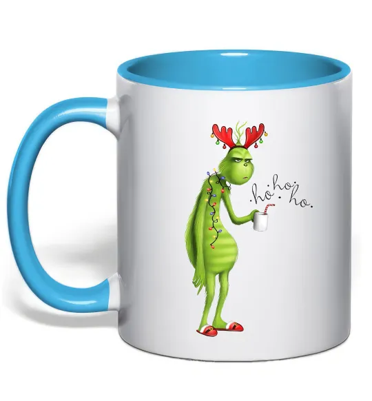 Чашка з кольоровою ручкою Грінч втомлений Блакитний фото