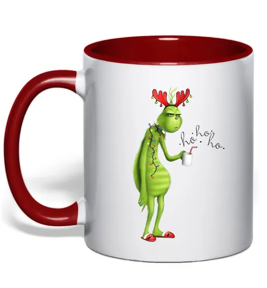 Чашка з кольоровою ручкою Грінч втомлений Червоний фото