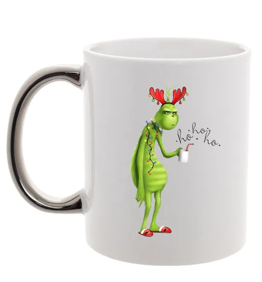 Чашка з кольоровою ручкою Грінч втомлений Срібло фото