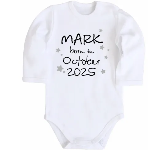 Детский боди Іменний з датою народження Белый фото