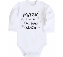 Детский боди Іменний з датою народження Белый фото