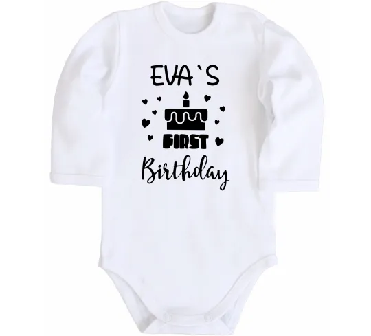 Детский боди First birthday Белый фото
