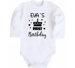 Детский боди First birthday Белый фото