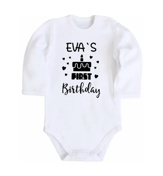 Детский боди First birthday Белый фото