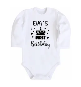 Дитячий бодік First birthday Білий фото