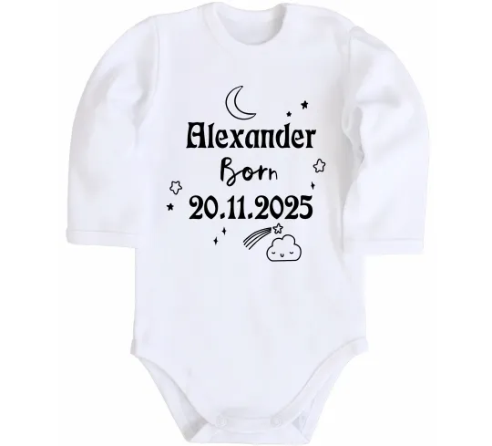 Детский боди Birth date Белый фото