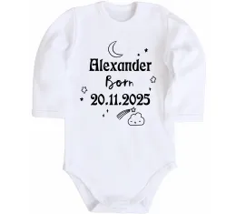 Детский боди Birth date Белый фото