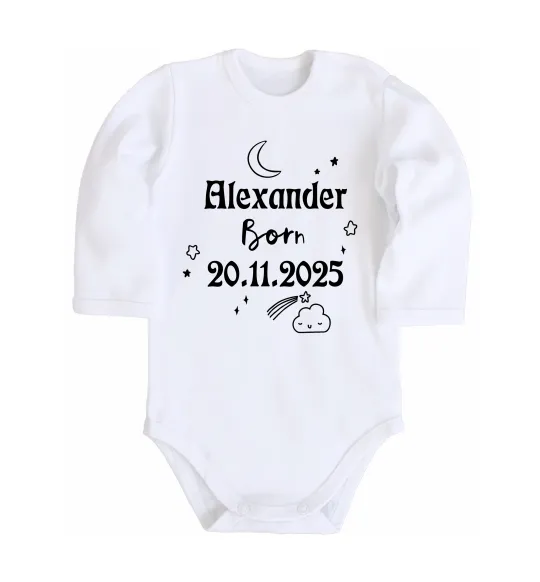 Детский боди Birth date Белый фото