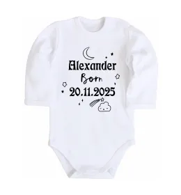 Дитячий бодік Birth date Білий фото