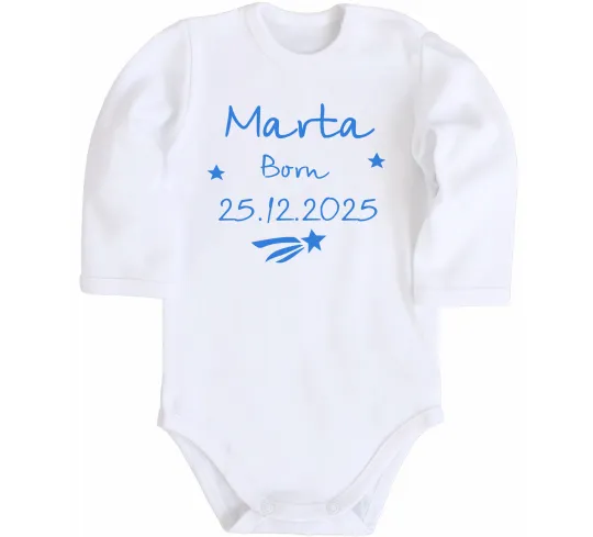 Детский боди Birth date with name Белый фото