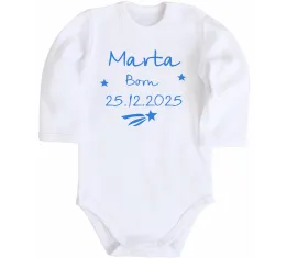 Детский боди Birth date with name Белый фото