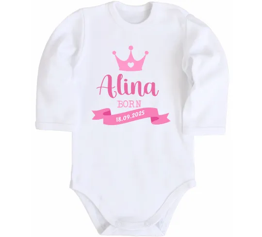Детский боди Для дівчинки ім'я та дата народження Белый фото