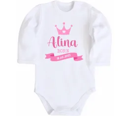 Детский боди Для дівчинки ім'я та дата народження Белый фото
