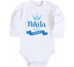 Детский боди Для хлопчика ім'я та дата народження Белый фото