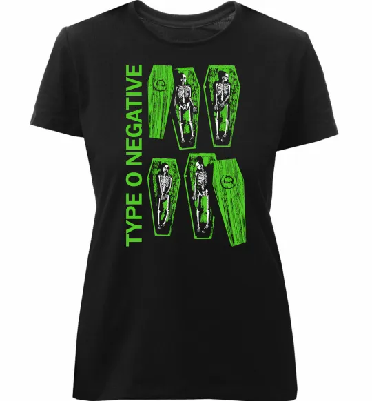 Женская премиум футболка Type O Negative sceleton Черный фото