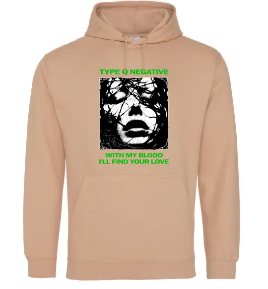 Мужская толстовка (худи) Type O Negative with my blood Песочный фото