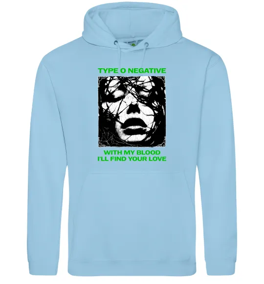 Мужская толстовка (худи) Type O Negative with my blood Голубой фото