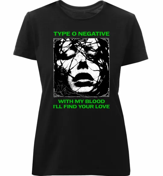 Жіноча преміум футболка Type O Negative with my blood Чорний фото