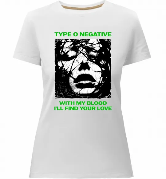Жіноча преміум футболка Type O Negative with my blood Білий фото