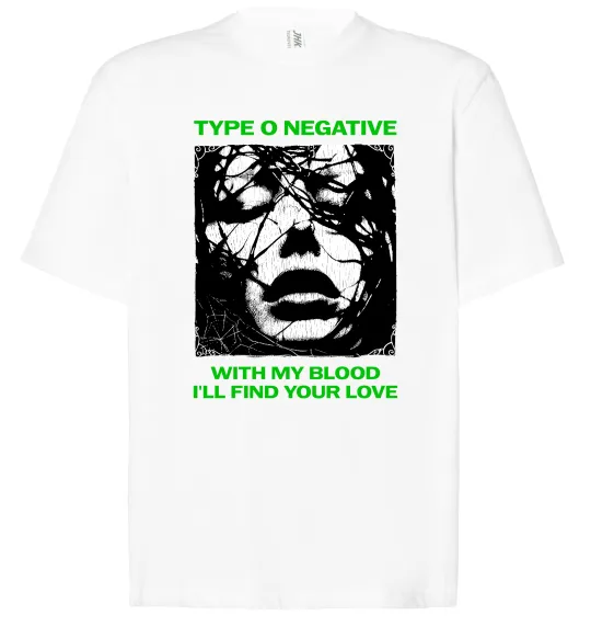 Футболка Оверсайз Type O Negative with my blood Белый фото