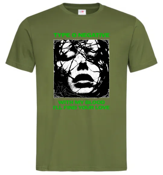 Чоловіча футболка Type O Negative with my blood Оливковий фото