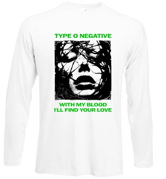 Лонгслів Type O Negative with my blood Білий фото