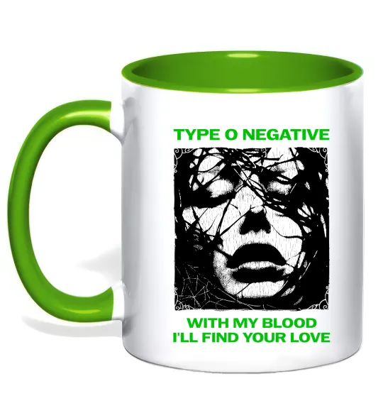 Чашка с цветной ручкой Type O Negative with my blood Зеленый фото