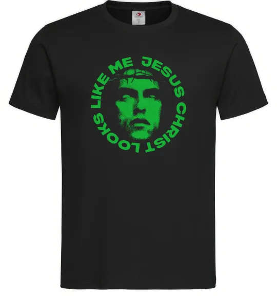 Мужская футболка Jesus looks like me Черный фото