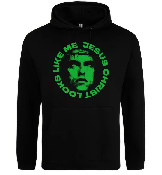 Женская толстовка (худи) Jesus looks like me Черный фото