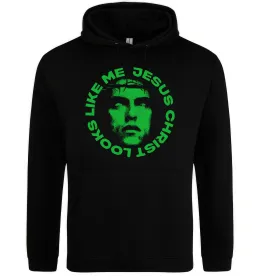 Женская толстовка (худи) Jesus looks like me Черный фото