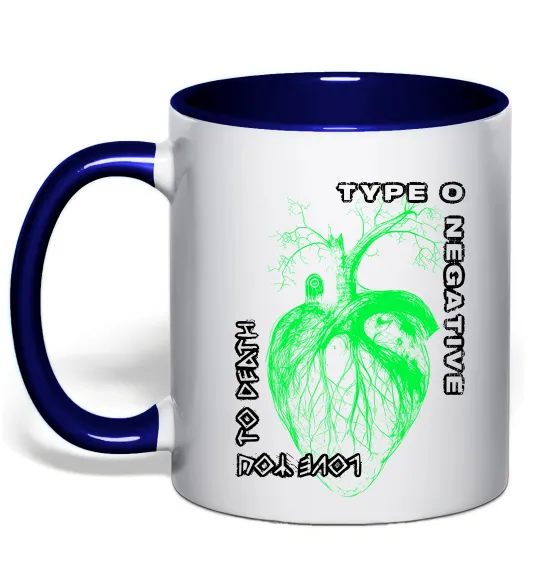 Чашка з кольоровою ручкою Type O Negative heart Глибокий темно-синій фото