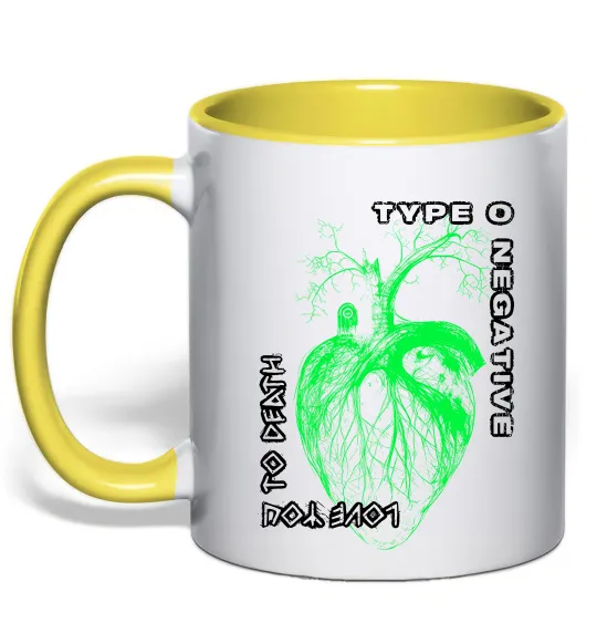 Чашка с цветной ручкой Type O Negative heart Лимонный фото