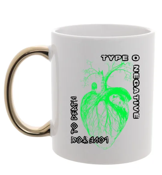 Чашка з кольоровою ручкою Type O Negative heart Золото фото
