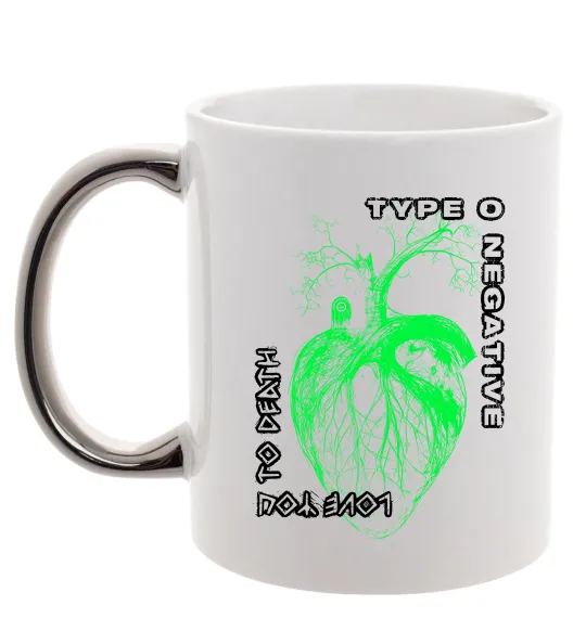 Чашка з кольоровою ручкою Type O Negative heart Срібло фото