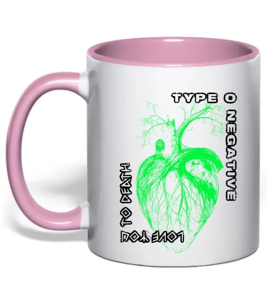 Чашка з кольоровою ручкою Type O Negative heart Ніжно рожевий фото
