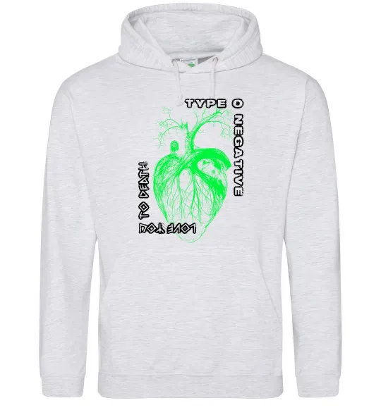 Мужская толстовка (худи) Type O Negative heart Серый меланж фото