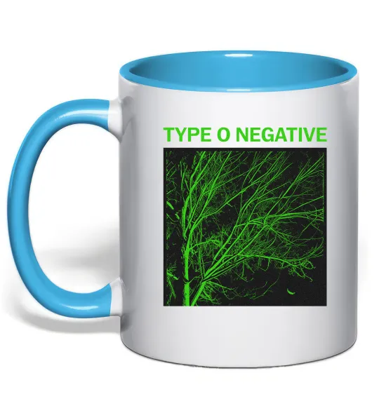Чашка з кольоровою ручкою Type O Negative tree Блакитний фото