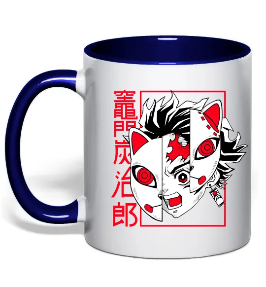 Чашка с цветной ручкой Demon Slayer Танджиро Глубокий темно-синий фото