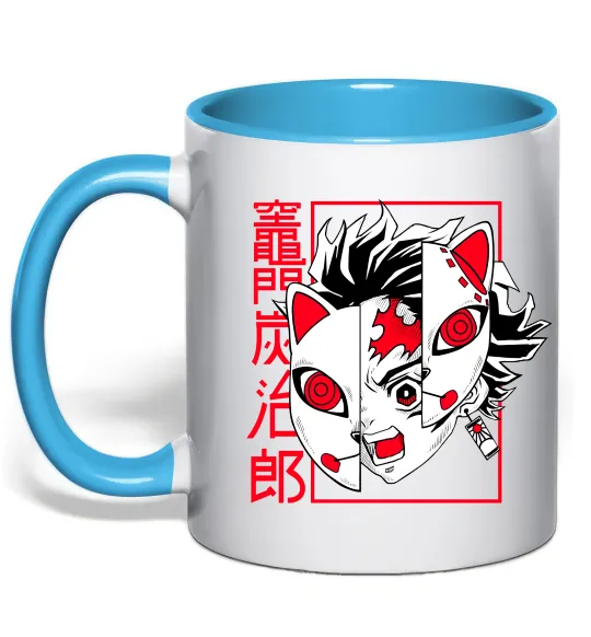 Чашка с цветной ручкой Demon Slayer Танджиро Голубой фото