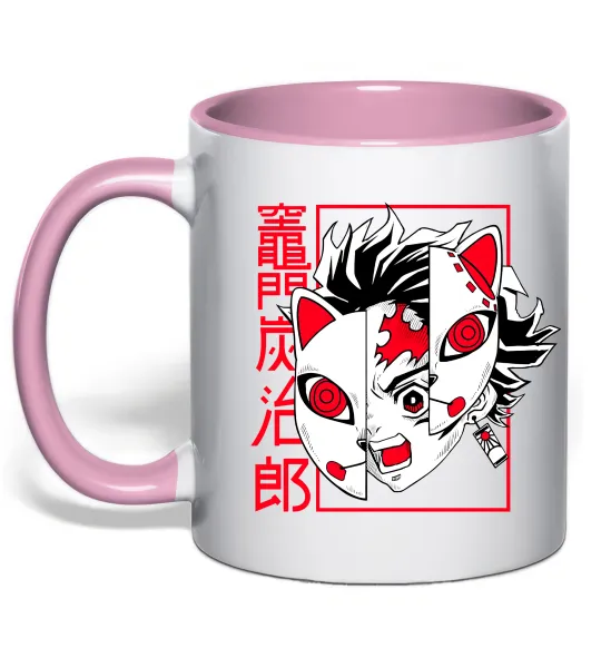 Чашка с цветной ручкой Demon Slayer Танджиро Нежно розовый фото