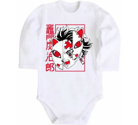 Дитячий бодік Demon Slayer Танджиро Білий фото