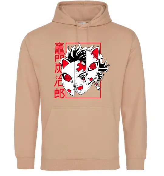 Мужская толстовка (худи) Demon Slayer Танджиро Песочный фото