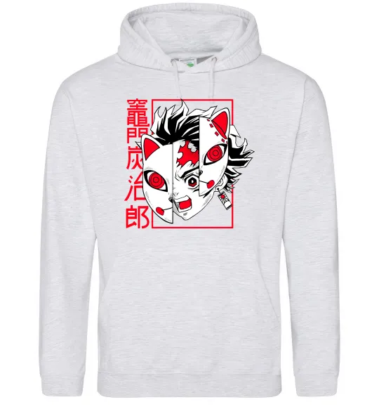 Женская толстовка (худи) Demon Slayer Танджиро Серый меланж фото