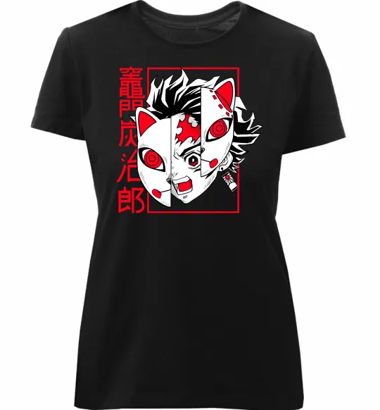 Женская премиум футболка Demon Slayer Танджиро Черный фото