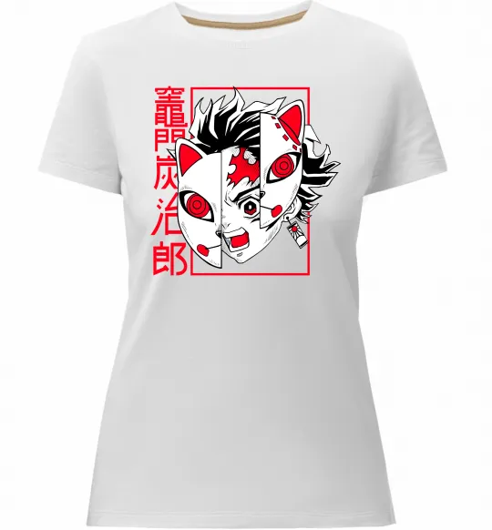 Женская премиум футболка Demon Slayer Танджиро Белый фото