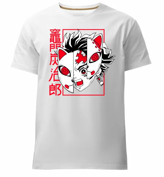 Мужская премиум футболка Demon Slayer Танджиро Белый фото