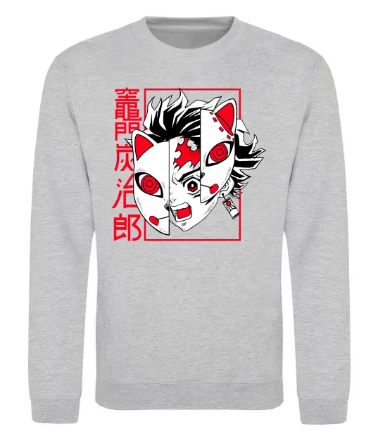 Свитшот Demon Slayer Танджиро Серый меланж фото