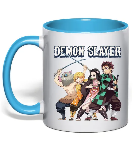 Чашка с цветной ручкой Demon Slayer Голубой фото