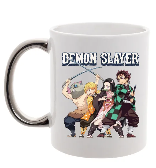 Чашка с цветной ручкой Demon Slayer Серебро фото